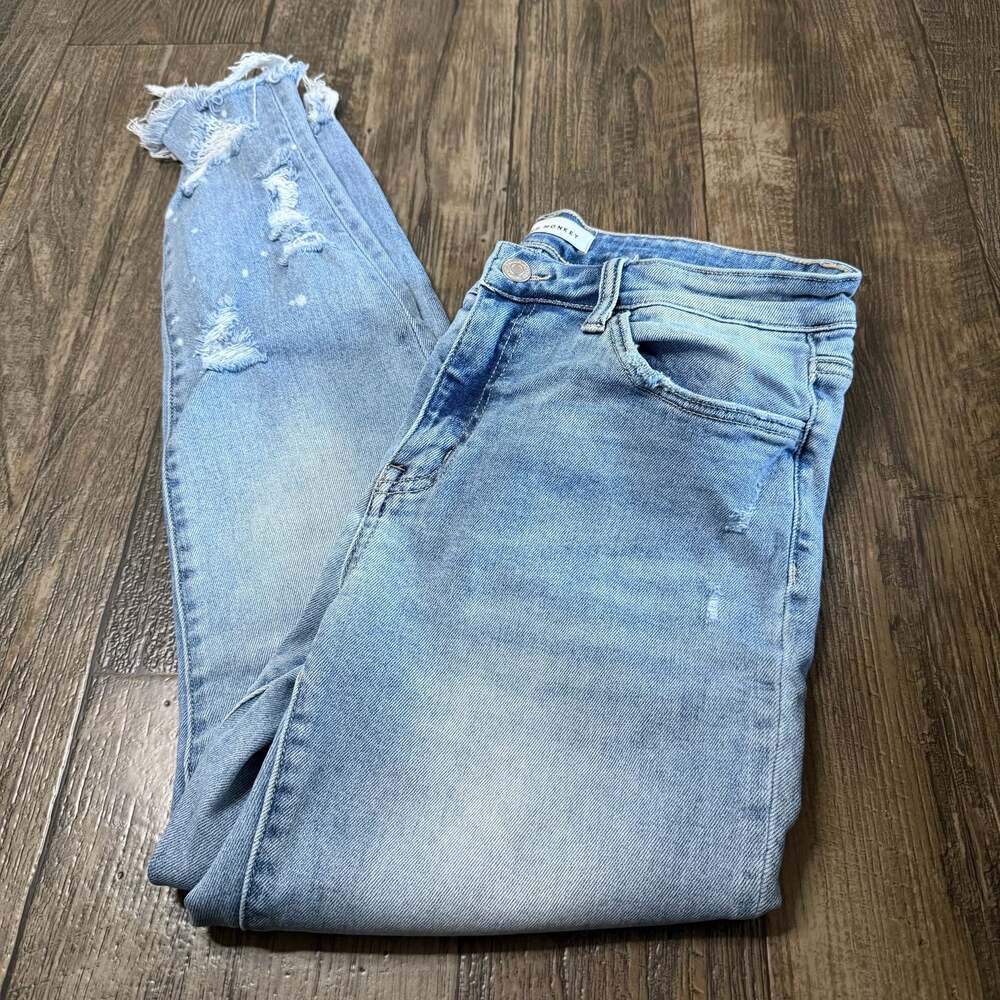 Flying Monkey High Rise Distressed Ankle Skinny Jeans with Raw Hem 11/30
